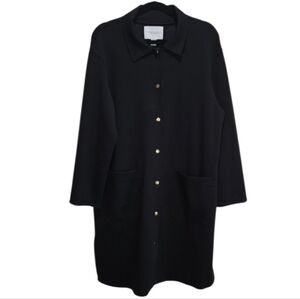 Carolina Belle Montreal Jacket Button Front Long Line Womens Size Large Black